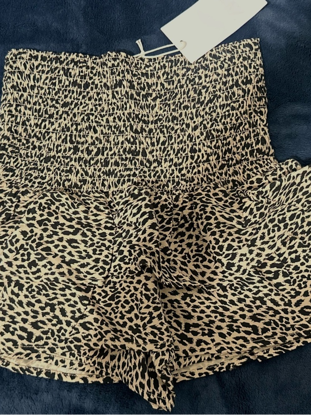 Smocked High-Waist Leopard Print Women’s skort - Black & Cream